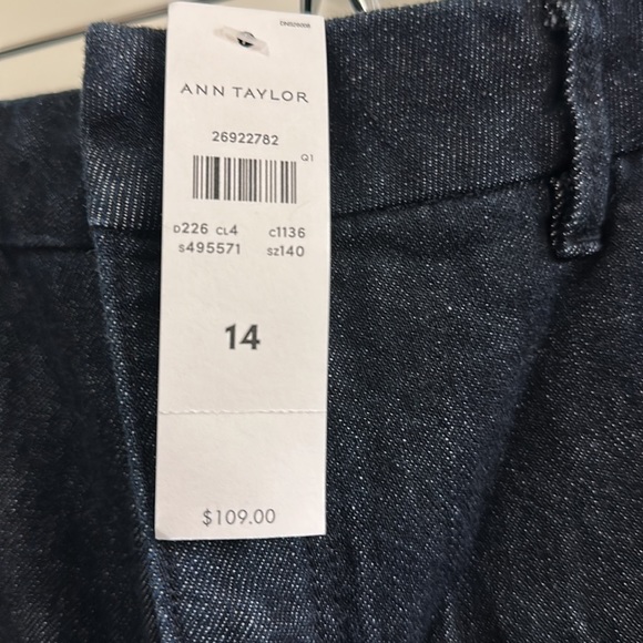 Ann Taylor Dark Blue Jeans The Trouser sz 14 wide leg - Picture 2 of 5
